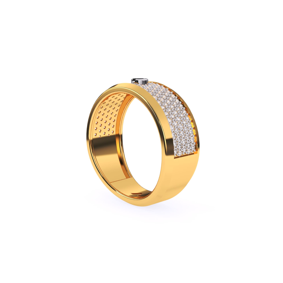 Vintage Round Diamond 14K Gold Ring For Men